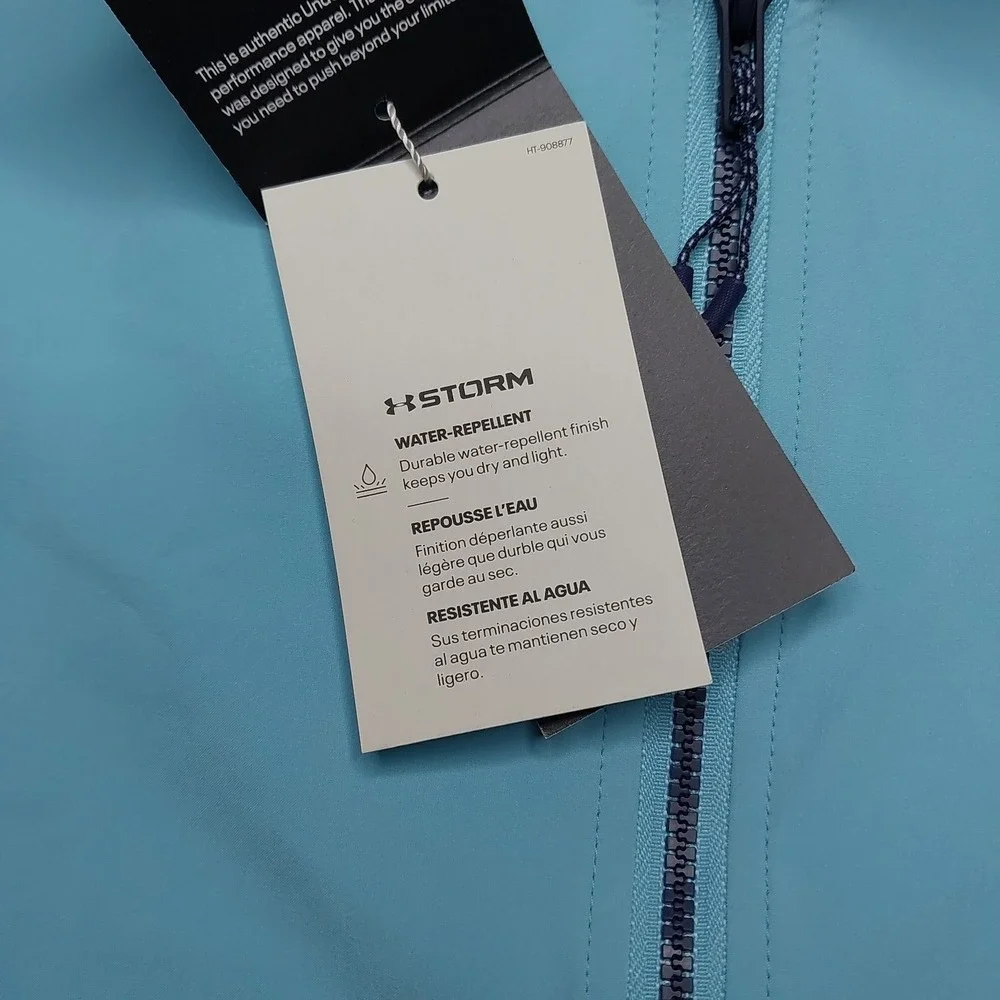 Under Armour Storm Golf Pullover Large Half Zip Short Sleeve Top Light Blue